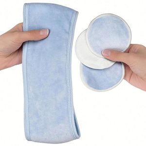 Almohadillas Desmaquillantes Reutilizables-Paquete de 14 con Bolsa de Lavandería, Bolsa de Almacenamiento de Lona, Diadema Bonus Spa | Organic Bamboo Velour Soft Fac - Product Image 2