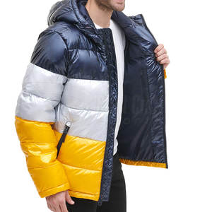 แจ็กเก็ตแบบลำลองสำหรับผู้ชายขายดีผ้าถักมีฮู้ดขนาดพิเศษมีสีตัดกันมีซิปย้อมสำหรับฤดูหนาว - Product Image 2