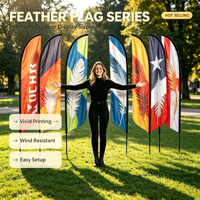Drapeau plume personnalisé en polyester pour publicité extérieure, idéal pour salons professionnels, événements commerciaux et promotion de magasins