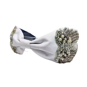 White Colored Stylish Beaded Hairbands for Women Trendy Hair Accessories Fashionable Beauty Headpieces Straight From India - Product Image 1