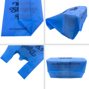 超市使用可折叠t恤手提包背心购物回收袋40gms大无纺布W切割定制标志，带现货设计 - Product Image 2