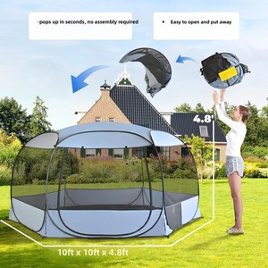 Nichoir pour chien de style <span class=keywords><strong>Gabby</strong></span> sans assemblage, cage de jeu pour <span class=keywords><strong>chat</strong></span>, tente pour animaux de compagnie, abri solaire, lit pour chien extérieur anti-insectes avec fond imperméable - Product Image 2