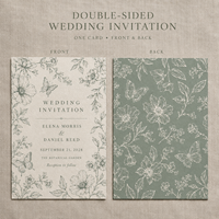 Cartes de vœux florales double face, cartes en papier botanique personnalisées pour mariage, fiançailles et fête prénuptiale