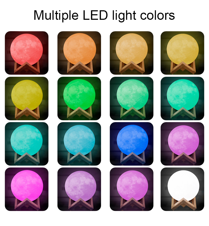 7 pulgadas lámpara de Luna 3D Impresión de Luna lámpara con soporte táctil de Control y de Control remoto con LED de 16 colores