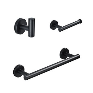 Ensemble <span class=keywords><strong>de</strong></span> matériel <span class=keywords><strong>de</strong></span> <span class=keywords><strong>salle</strong></span> <span class=keywords><strong>de</strong></span> <span class=keywords><strong>bain</strong></span> en acier inoxydable 304 noir mat rond, <span class=keywords><strong>3</strong></span> pièces, <span class=keywords><strong>kit</strong></span> mural - Product Image 1
