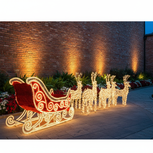 Decoración Navideña Para Exterior Luz <span class=keywords><strong>Led</strong></span> Con Motivo 3D Trineo <span class=keywords><strong>De</strong></span> Santa Claus Con Renos - Product Image 1