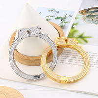 Style Hip Hop Hommes Mode Glacé Menottes Design Plaqué Or Bracelets Bijoux Bracelet