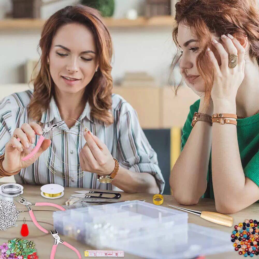 4-layer 2880Pcs Beads Charms Jewelry Findings Beading Wire Jewelry Making Kit Supplies for Bracelets Necklace Earrings