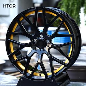Rines HTOR Personalizados para SUV, Forjados en Forma de Y, 21x10, 22x10.5, 23x11, 24x10.5, 5x112, 5x130, Acabado Negro Brillante y Amarillo, para <span class=keywords><strong>G63</strong></span> <span class=keywords><strong>Brabus</strong></span> G550 - Product Image 2
