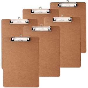 Universal 05562 Hardboard Clipboard 1/2-Inch Capacity Brown 6/Pack-8 1/2w X 12h Paper and <b>Plastic</b> Storage Clipboard - Product Image 1