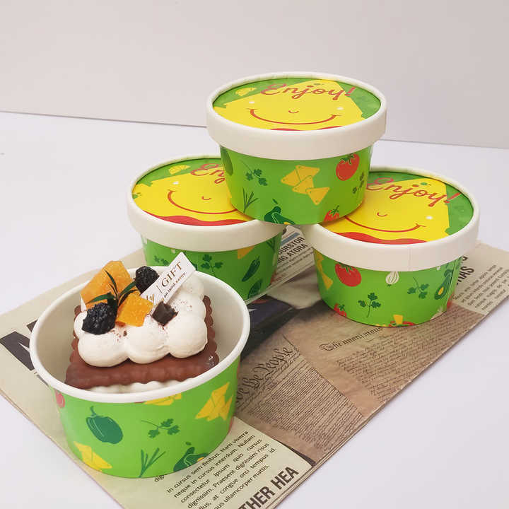 Customer Printed Frozen Yogurt Cup Disposable Paper 4oz Ice Cream Cup ...