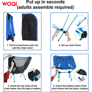 Silla plegable WOQI para mochila, tela Oxford azul, 25.2X21, rectangular, para acampar al aire libre, para adultos y adolescentes - Product Image 5