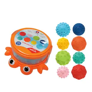Caja de almacenamiento de cangrejo para baño, juguetes de ducha para bebé, bolas de masaje multisensoriales para desarrollar los modos táctiles, juego de bolas texturizadas
