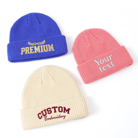 Bonnet en acrylique épais personnalisé pour hommes et femmes, bonnets d'hiver doux en tricot avec broderie de logo