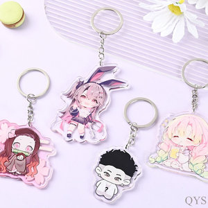 QYS Custom Acrylic Keychain Holographic Transparent Acrylic Charm Printed <b>Keyring</b> Wholesale - Product Image 2