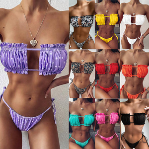 Offre Spéciale à volants hors épaule Bandeau maillot de bain deux pièces Bikini femmes maillots de bain 2021 - Product Image 1