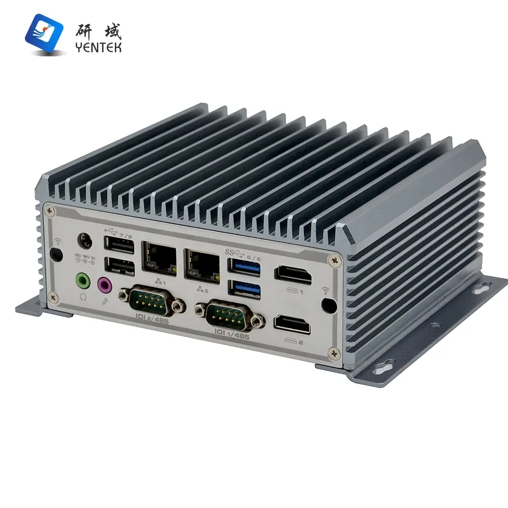 YENTEK C4350S-H2 Fanless Mini Embedded PC Industrial Computer with intel i5-10210U 2* DDR4 SODIMM 2*Lan 2*HD Port 2*RS232 8*USB