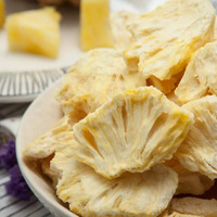 Gefreeze-droogde ananasstukjes, knapperig fruit voor sap/bakkerij/snacks/poeder, groothandel, 0% suiker, 0% vet, 0% toevoegingen
