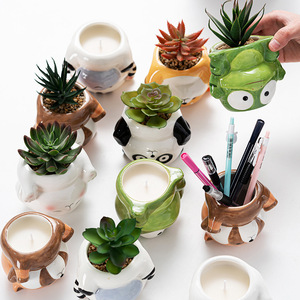 Vaso per Piante Grasse <span class=keywords><strong>in</strong></span> Ceramica Creativa a Forma di Cartone Animato, Portapenne da Scrivania per Commercio Estero e Giardinaggio - Product Image 1
