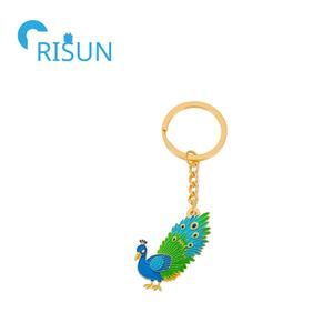 Porte-clés oiseau paon en métal émaillé multicolore Porte-clés paon élégant avec queue à charnière Porte-clés paon personnalisé - Product Image 5