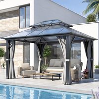Gazebo de jardin en polycarbonate rigide avec structure en acier, 10 pieds x 12 pieds