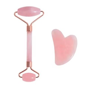 Pink Green Blue White Black Purple Red Grey <strong>Stone</strong> Face Roller Gua Sha Set Rose Quartz <strong>Jade</strong> Guasha Facial Skin Care Massage Tool - Product Image 5