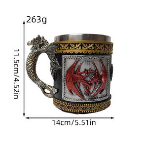 Grande Capacidade Dupla Camada de Aço Inoxidável Caneca Criativa Pirata Design Resina para Crânio Polyresin Copo de Água para Interior para Cerveja - Product Image 2