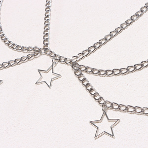 สร้อยคาดเอวสองชั้นแบบมีจี้โลหะ สไตล์ฮิปฮอป ยี่ห้อ Yuelyueli รุ่น Star Hollow สำหรับผู้ชายและผู้หญิง สวมใส่ได้ทุกวัน ทำจากโลหะผสมสังกะสี - Product Image 4