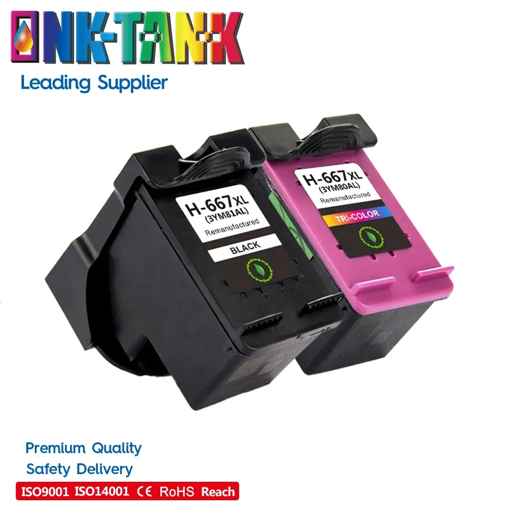 Inkt-Tank 667XL 667 Xl Premium Zwart Remanufactured Kleur Inkjet Cartridge Voor Hp Deskjet Ink Advantage 1275 2374 2375 printer