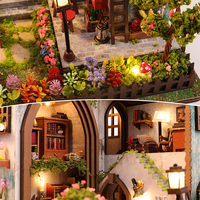 Nouvelle maison de poupée miniature en bois à construire soi-même, pavillon de jardin architectural, modèle de puzzle 3D avec boîte à musique, jouets pour enfants