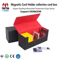 Boîte de rangement Torson noire personnalisable avec logo, double compartiment pour cartes de jeu à coins carrés, accessoires de jeu de société, cartes et briques magnétiques