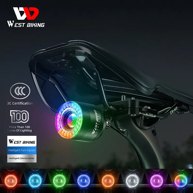 WEST BIKING 600mAh bocina luz trasera botón operación bicicleta Led lámpara de iluminación luz trasera inteligente bicicleta portátil luz trasera para ciclo