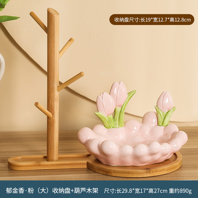 Marco de madera de tulipán rosa