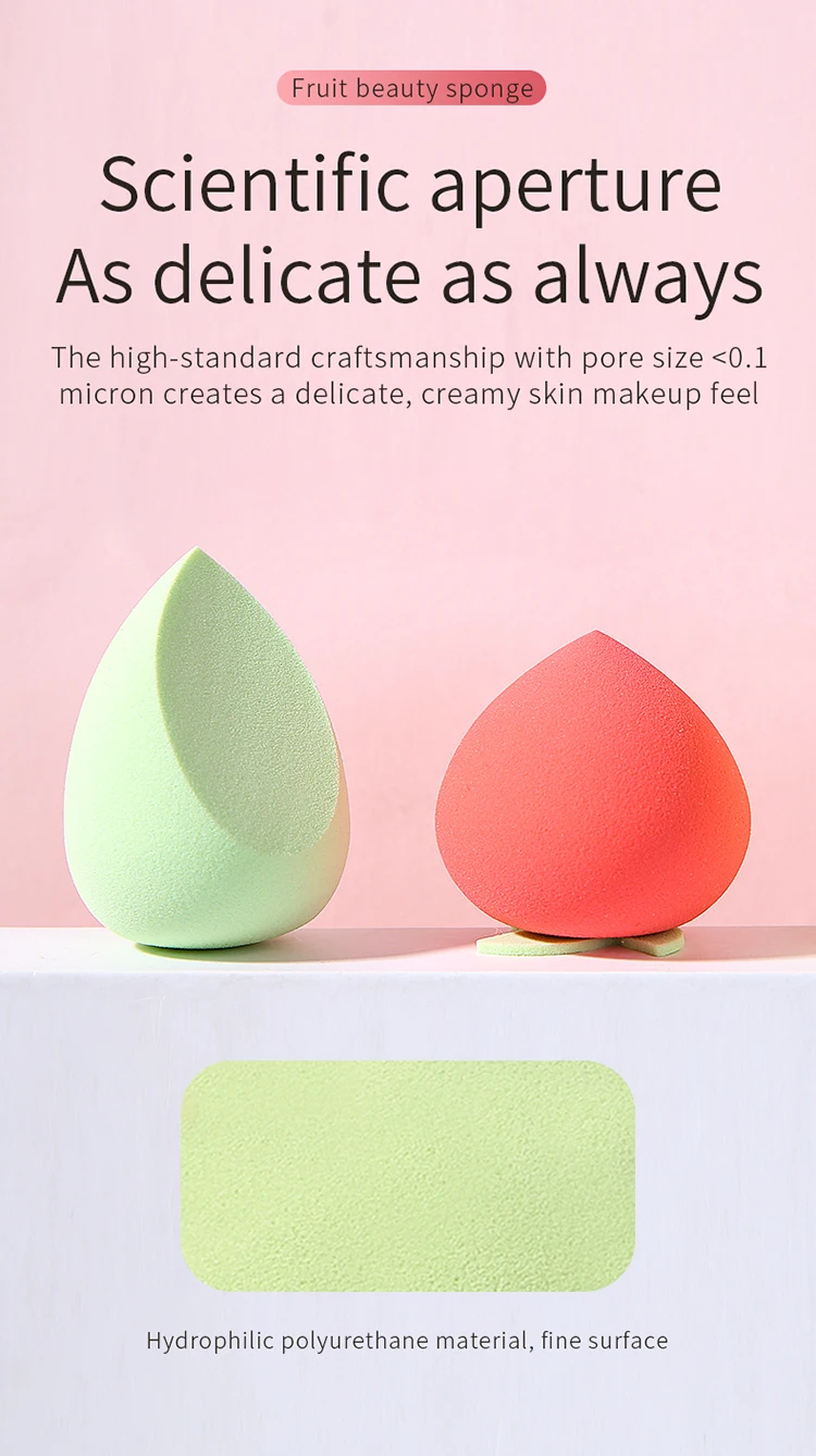 Lameila OEM Logo 2pcs Fruit Shape Beauty Sponge Reusable Soft Latex Free Foundation Makeup Sponge Blender Packaging Box A80219