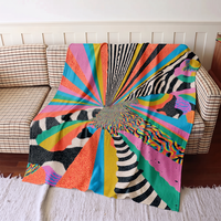 Couverture en flanelle imprimée effet arc-en-ciel, super douce et légère, pour la décoration de la maison