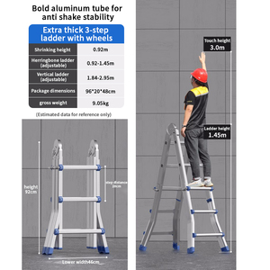 Escalera Plegable Multiusos Moderna de Aluminio con Certificación CE, 3-4 Escalones, 3.5mm de Grosor, Capacidad de Carga de 150kg, <span class=keywords><strong>MercadoLibre</strong></span> - Product Image 2