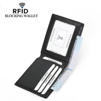 Dompet Kartu Pria Kulit Mikrofiber Lipat Anti Maling RFID Lapisan Poliester 5 Inci Grosir Baru Laris Manis