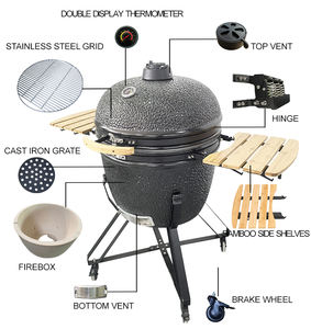 Kimstone Kamado 28 pouces grand Xxxl charbon de bois fumeur gril en céramique Kamodo Barbique extérieur gril cuisine jardin approvisionnement - Product Image 6