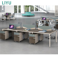 LIYU Poste de travail de bureau moderne et flexible en open space, système de bureau modulaire en bois pour 2/4/6 personnes, cloisons acoustiques