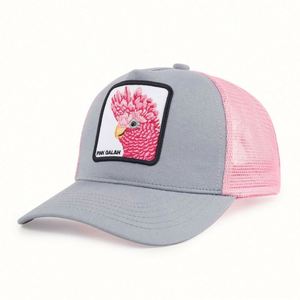 Gorra de béisbol de malla de 5 paneles con cierre a presión, gorra trucker personalizada con diseño de animales bordado en 3D para uso empresarial - Product Image 2