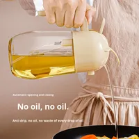 Bouteille pulvérisateur d'huile en verre, pot à huile à double usage, ouverture et fermeture automatiques, bouteille de sauce soja de cuisine, distributeur d'huile atomisant à pression