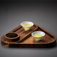 Dessert en bois pain fruits plateau de rangement bois d'acacia Style japonais Triangle thé boissons plateau de service