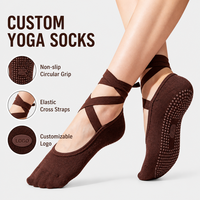 Chaussettes de Pilates élégantes en tricot sans couture, respirantes, antidérapantes, en Spandex/Nylon/Coton, à haute adhérence pour la barre