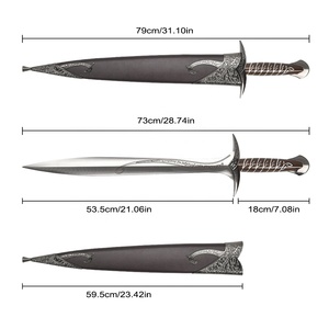 Espada de 79 cm, Réplica Hecha a Mano del Cuchillo de Frodo Baggins de El <span class=keywords><strong>Hobbit</strong></span>, 440ss Blade, Espada de Juguete del Señor de los Anillos, Acero Real - Product Image 2