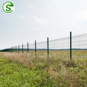 6ft Security Eco Vriendelijke Pvc Gecoat Gepoedercoat Donkergroen Gelast Wave 3d Gegolfd Oppervlak Verzinkt Hek