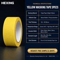 HEXING 80 ° Ruban de masquage en papier crépon jaune C, sans résidus de solvant ni de caoutchouc, pour peinture automobile, vente en gros