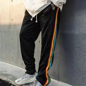 New Arrival Men <b>Rainbow</b> Striped Casual Pants Drawstring Elastic Waist Hot Sale Sweatpants Jogger Pants - Product Image 5