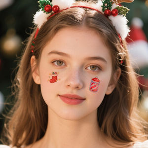 Kerst Tijdelijke Glitter Tatoeages Gezicht Sticker Dartel Cartoon <span class=keywords><strong>Panda</strong></span> Vader Kerst Waterdichte <span class=keywords><strong>Tattoo</strong></span> Voor Gezicht Nek Arm - Product Image 4