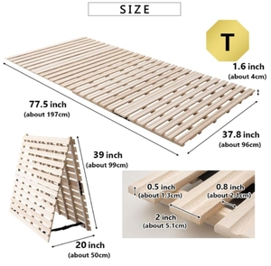 <span class=keywords><strong>Lit</strong></span> tatami japonais moderne en <span class=keywords><strong>bois</strong></span> massif naturel avec design à lattes semi-pliantes - Product Image 6