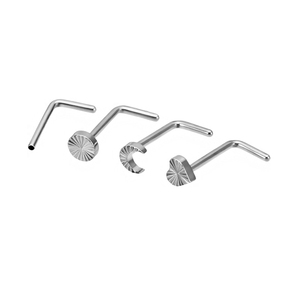 G23 Titane Bijoux perforés en forme de <span class=keywords><strong>L</strong></span> Courbe carrée en forme de cœur Anneau de nez sans fil Bijoux de piercing corporel <span class=keywords><strong>Aiguille</strong></span> clou de nez - Product Image 4